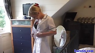 Brit mature nurse sharing prick in 3